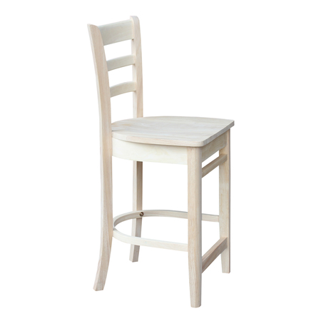 International Concepts Emily Counter Height Stool, 24" Seat Height, Unfinished S-6172